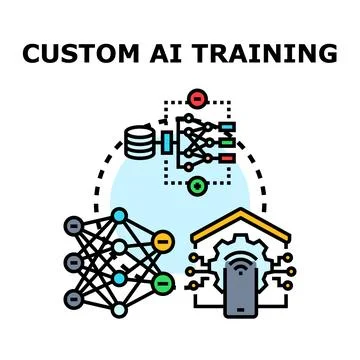 Custom ai machine learning training process development Stock Illustration