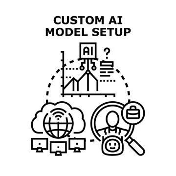 Custom ai model setup and development concept Ilustração Stock
