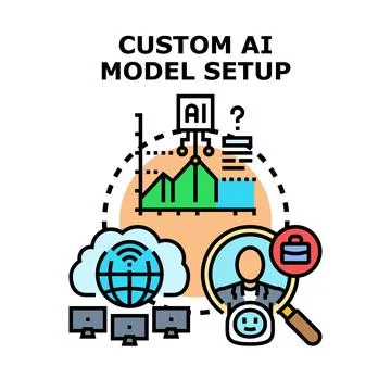 Custom ai model setup and development concept Ilustração Stock