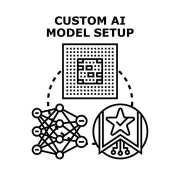 Custom ai model setup concept for machine learning Ilustração Stock