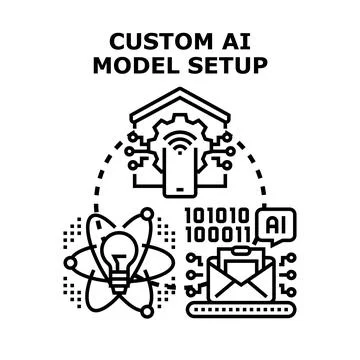 Custom ai model setup developing artificial intelligence solutions Stockillustratie