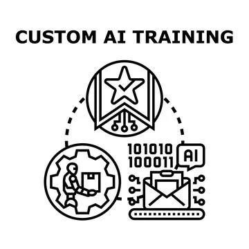 Custom ai training artificial intelligence development process Stock Illustration