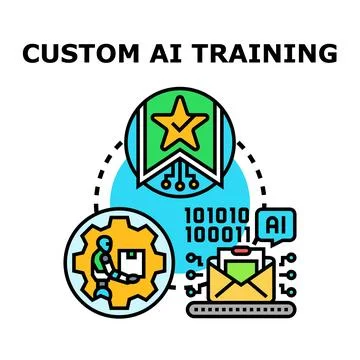 Custom ai training artificial intelligence development process Stock Illustration
