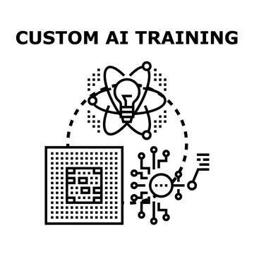 Custom ai training developing machine learning algorithms Illustrazione stock