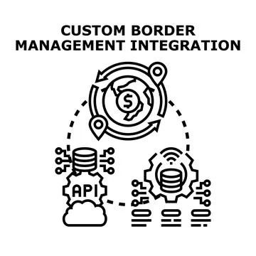 Custom border management integration digital technology process Stock Illustration