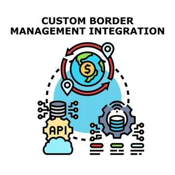 Custom border management integration digital technology process Ilustração Stock