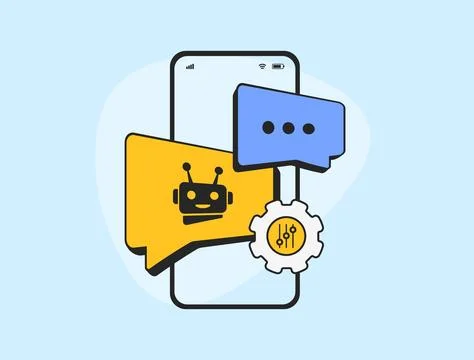 Custom Bots - AI chatbots customized for support, sales, marketing and business Stock Illustration