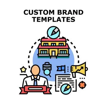 Custom brand templates develop business marketing strategy イラスト素材