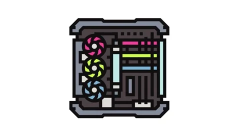 Custom build open case gaming pc color icon animation Video stock 326116268