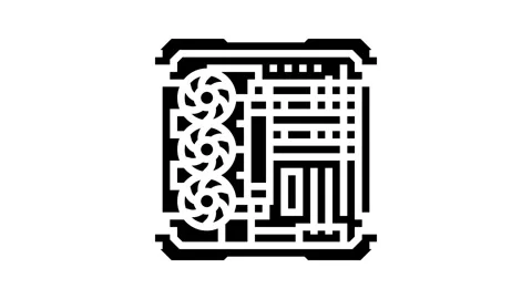 Custom build open case gaming pc glyph icon animation Video stock 326142677