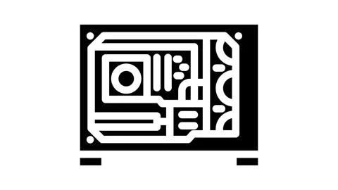 Custom build open case gaming pc glyph icon animation Video stock 326730860