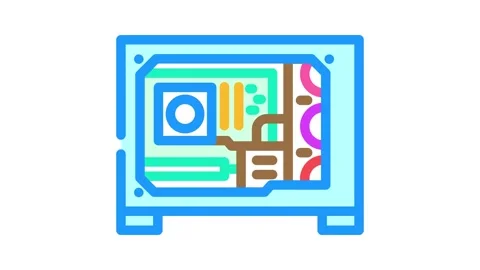 Custom build open case gaming pc color icon animation Video stock 327257175