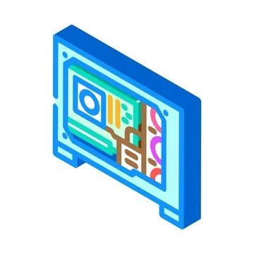 Custom build open case gaming pc isometric icon vector illustration Stock Illustration
