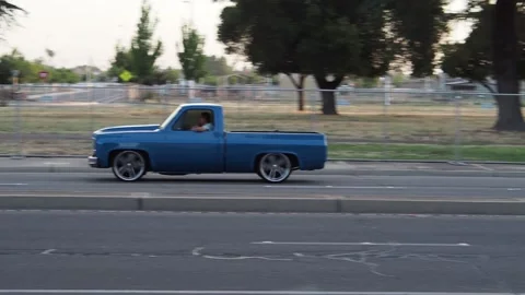 A custom Chevy Square body pickup truck from the 1980's Stock Footage 279864114