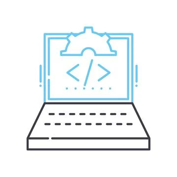 Custom code implementation line icon, outline symbol, vector illustration Stock Illustration