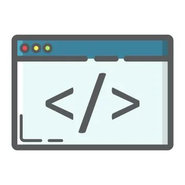 Custom coding filled outline icon, seo development 库存插图