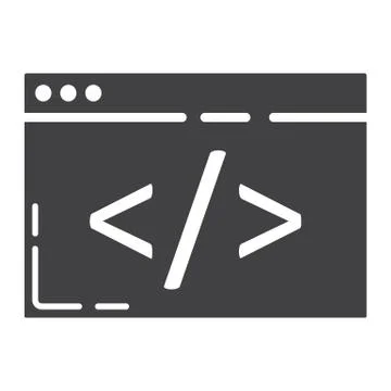 Custom coding glyph icon, seo and development Illustrazione stock