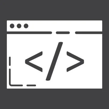 Custom coding glyph icon, seo and development Stock Illustration