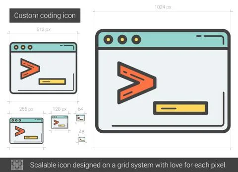 Custom coding line icon Illustrazione stock