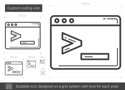 Custom coding line icon Stockillustratie