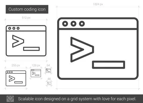 Custom coding line icon. Illustrazione stock