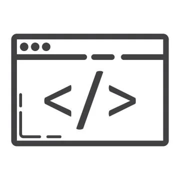 Custom coding line icon, seo and development 库存插图