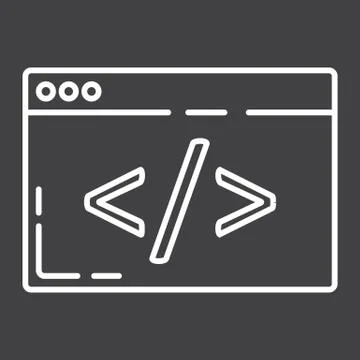 Custom coding line icon, seo and development Stock Illustration