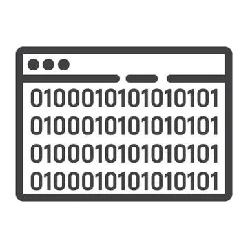 Custom coding line icon, seo and development Stock Illustration