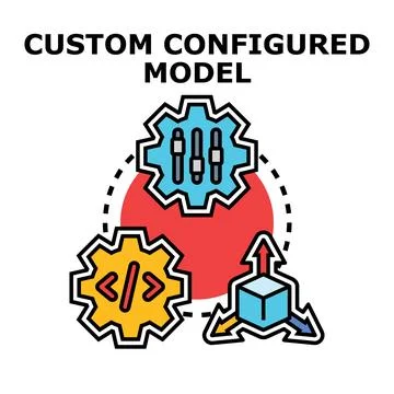 Custom configured model development process and settings Stock Illustration