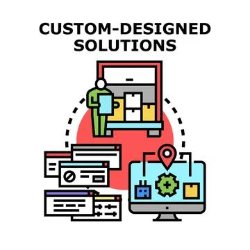 Custom designed solutions process creating personalized items Stock Illustration