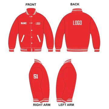 Custom Designs Jacket templates mock ups illustration red Vectors Stock Illustration