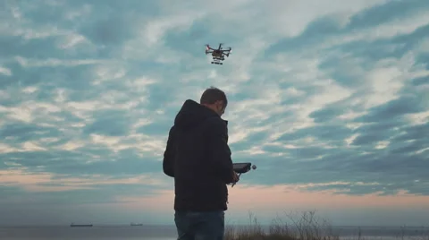 Custom drone hexacopter flies in the sky Stock Footage 63451551
