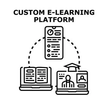 Custom e learning platform illustrating online education concept Ilustração Stock