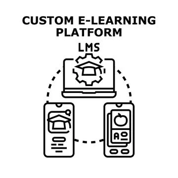 Custom e learning platform lms development concept Stock Illustration
