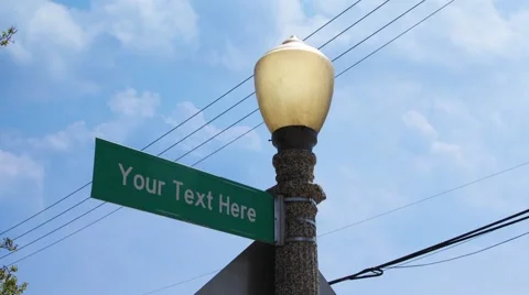 Custom editable street sign - Small neighborhood streetlamp Стоковые After Effects