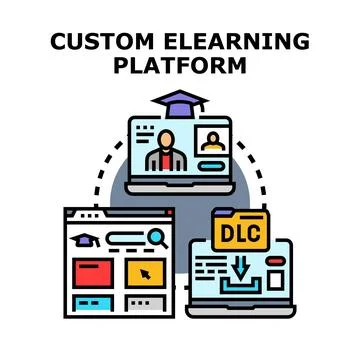Custom elearning platform concept developing online education Stock Illustration