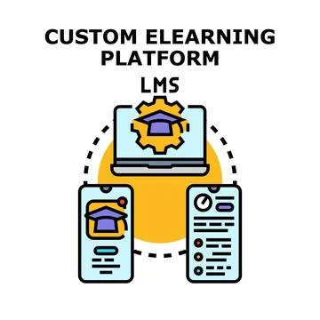 Custom elearning platform lms offering online education Stock Illustration