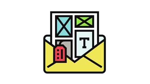 Custom email template design color icon animation Stock Footage 326100054