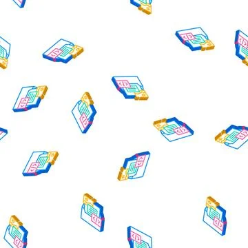 Custom email template design isometric icon seamless pattern Stockillustratie