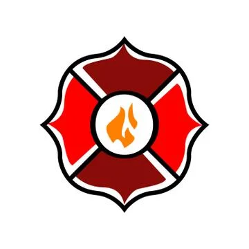 Custom emblem fire protection concept firefighter logo vector design symbol Stock Illustration