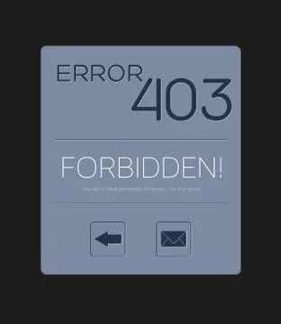 Custom error 403 - forbidden with text and buttons for back and contact Stock Illustration