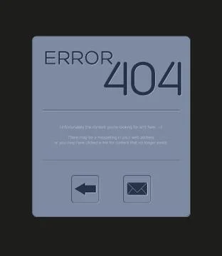 Custom error 404 - page not foud with text and buttons for back and contact Stock Illustration