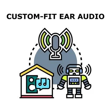 Custom fit ear audio future technology concept Stock Illustration