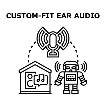 Custom fit ear audio future technology concept Stock Illustration