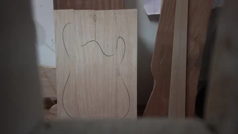 Custom Handmade Guitar Workshop Body Stock Footage 231545109