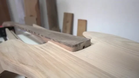 Custom Handmade Guitar Workshop Studio Stock Footage 231545106