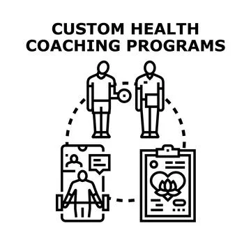 Custom health coaching programs developing personal wellness plans Stock Illustration