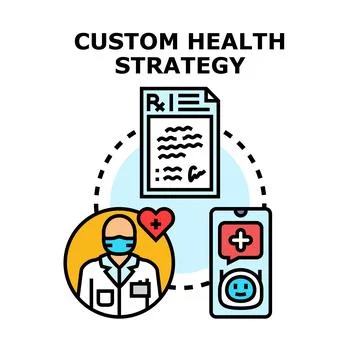 Custom health strategy developing digital medical plan Stock Illustration