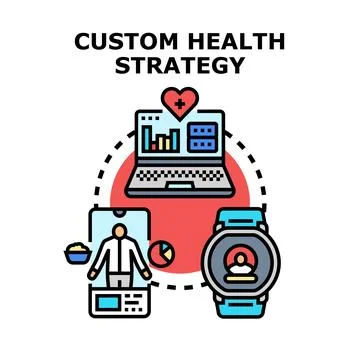Custom health strategy utilizing digital healthcare devices Ilustración de archivo