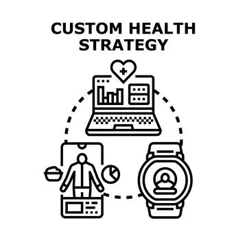 Custom health strategy utilizing digital healthcare devices Stock Illustration